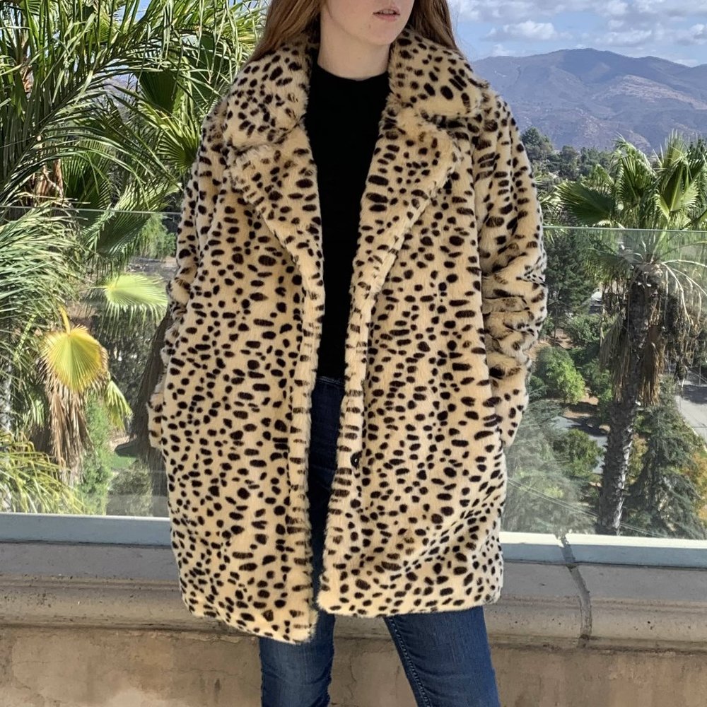 New cheetah faux fur coat